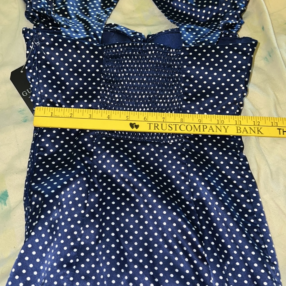 Guess Small blue/white with polka dot sleeveless dress New With Tags made - Picture 8 of 17